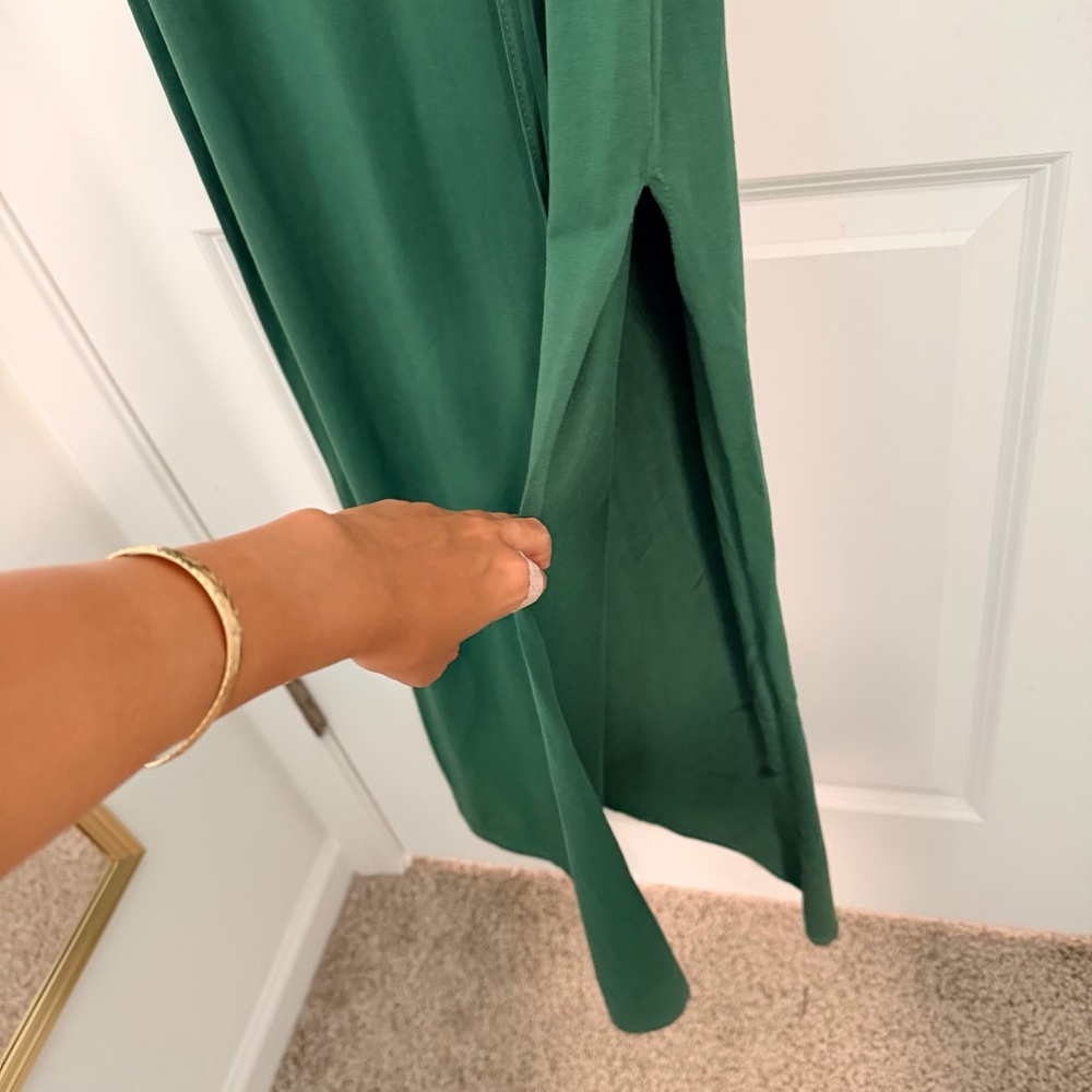 Green Midi Dress with Waist Tie - Picture 3 of 6